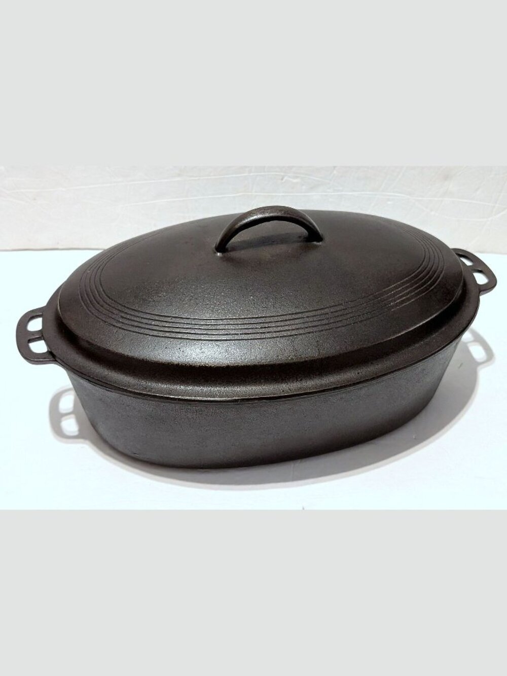RARE VTG Wagner Ware Sidney O Drip Drop Cast Iron Oval Roaster 1285 w/ Lid